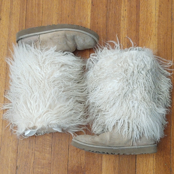UGG Sheepskin Mongolian Tall Boots Size 8 Sand/Tan - Picture 3 of 11